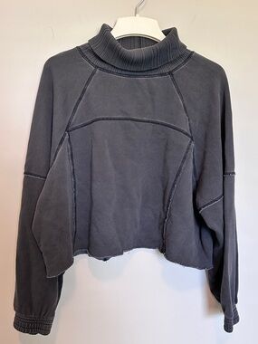 aerie Charcoal Ribbed Turtleneck Sweater